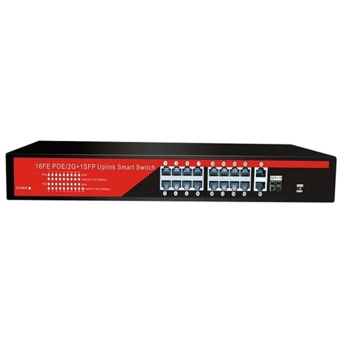 EZCOOL EZ-16PSF-SFP 16PORT 16FE+2GE+1SFP GIGABIT POE SWITCH 240W