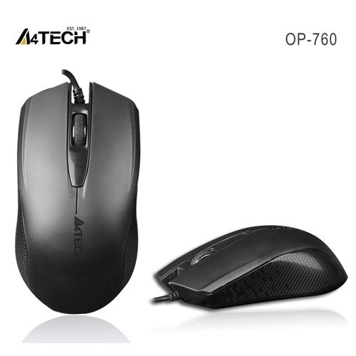 A4 TECH OP-760 USB SİYAH V-TRACK 1000 DPI MOUSE