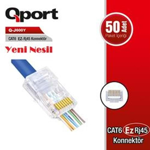 QPORT Q-J600Y CAT6 50 LİK PAKET EZ-RJ45 YENİ NESİL KONNEKTÖR