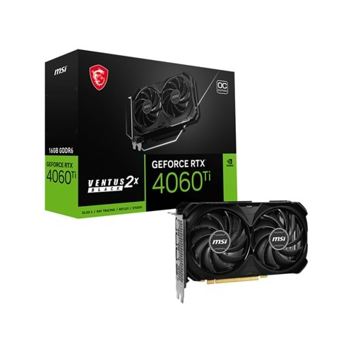 MSI GEFORCE RTX 4060 Ti VENTUS 2X BLACK 16G OC 16GB GDDR6 HDMI DP 128Bit