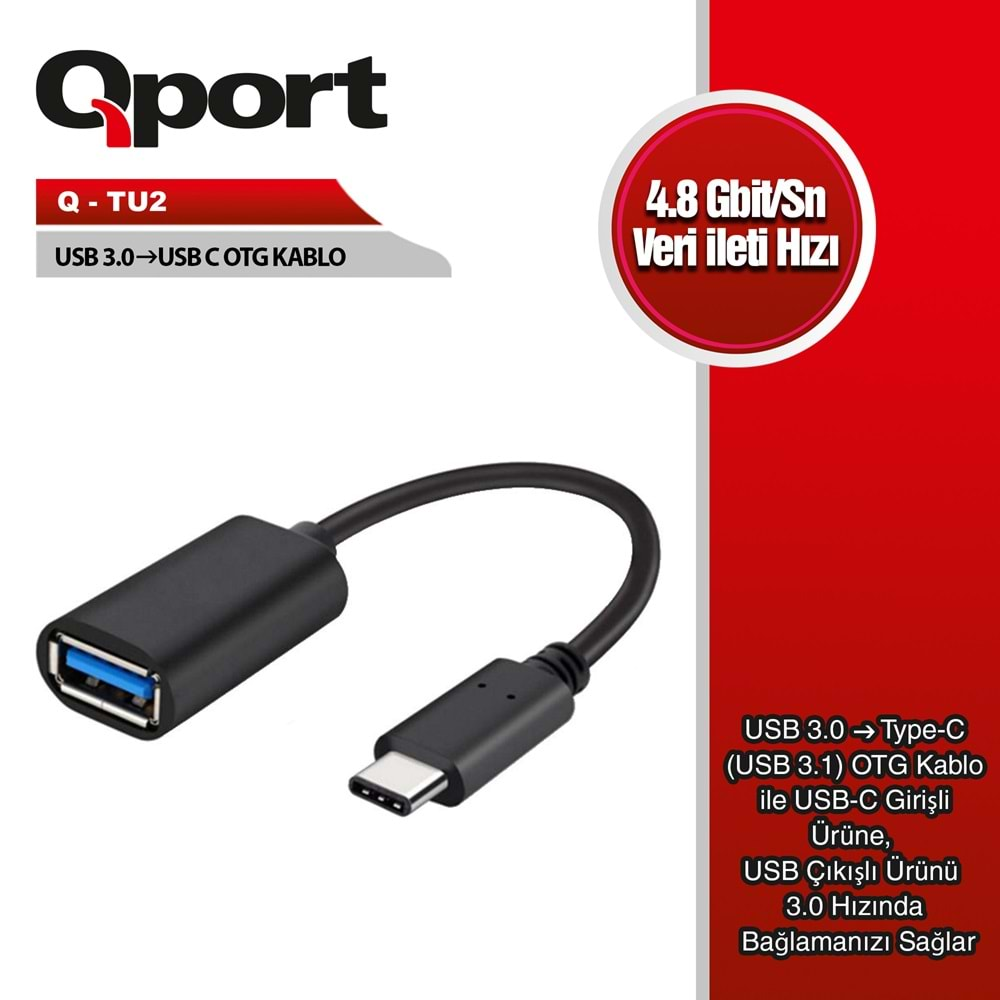 QPORT Q-TU2 TYPE-C TO USB3.0 OTG ADAPTOR KABLO CEVIRICI